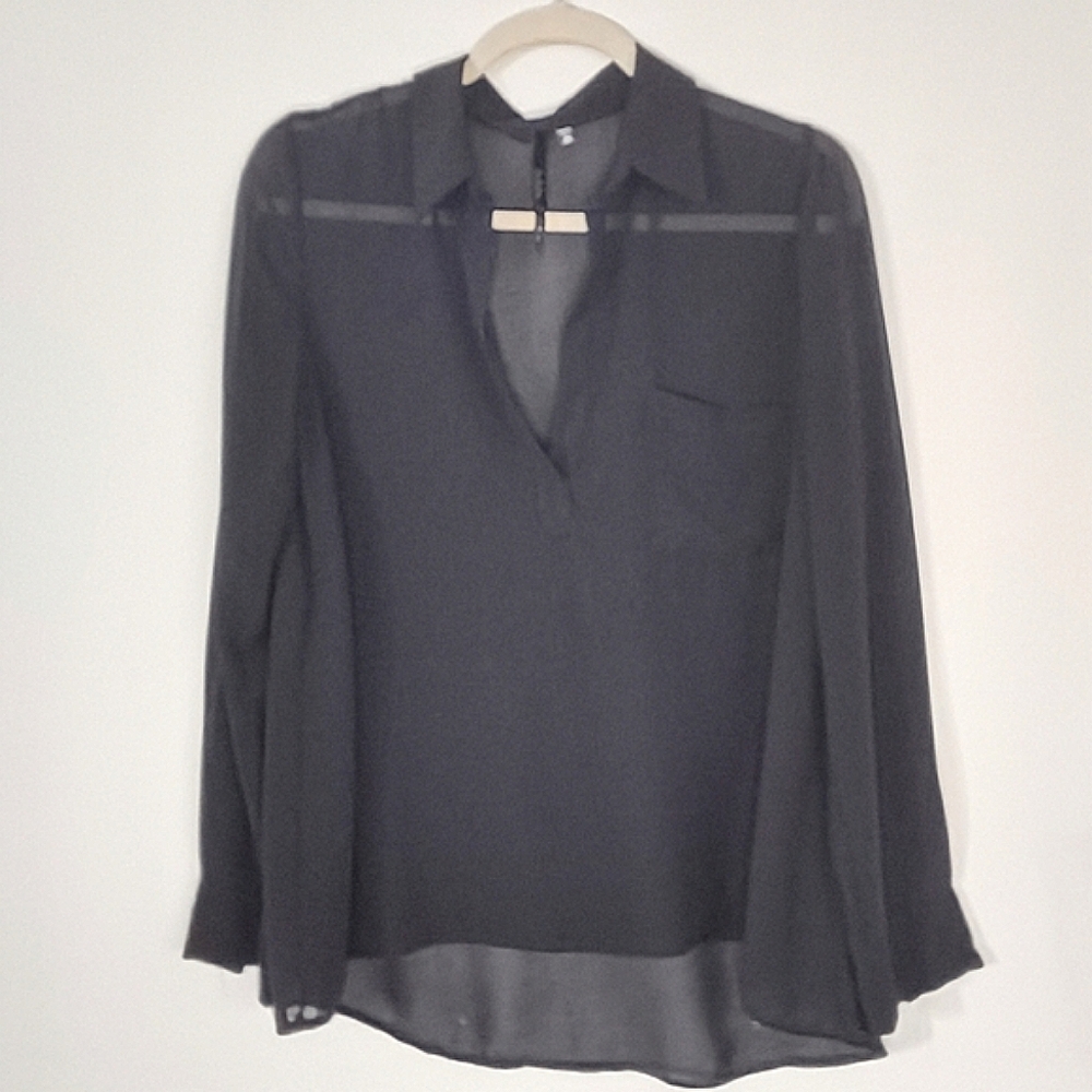Vintage Oversized Sheer Black Top Size Medium